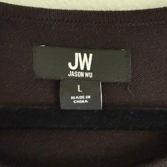 Jason Wu Ribbed Black Skater Sweater Dress in Black Sequin Cuffs Large NYE LBD - Picture 5 of 7